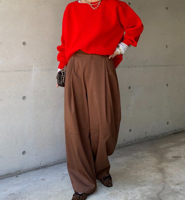  「ストレッチヤーン片畦ポンチョニット」|ニット・セーター|