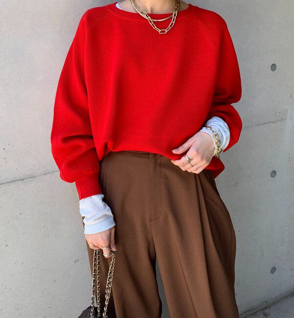  「ストレッチヤーン片畦ポンチョニット」|ニット・セーター|