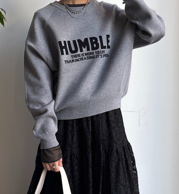  「インターシャロゴニット」|ニット・セーター|グレー