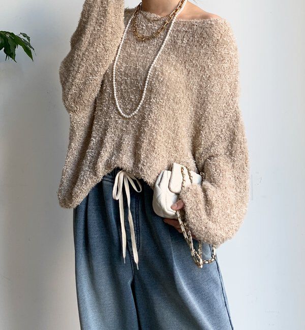  「リボンヤーンフェザープルオーバー」|ニット・セーター|