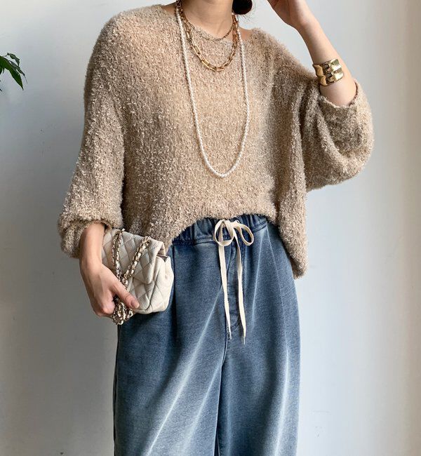  「リボンヤーンフェザープルオーバー」|ニット・セーター|