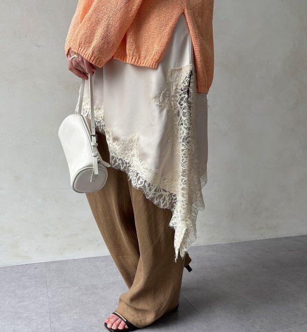  「アシメレースキャミ」|シャツ・ブラウス|ライトベージュ