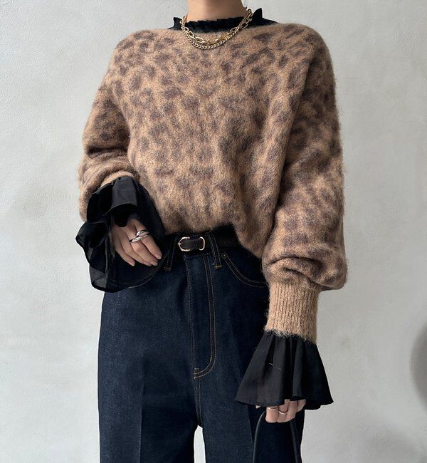  「レオパード柄起毛ニット」|ニット・セーター|