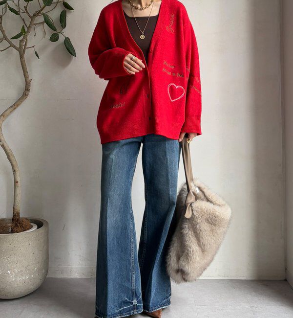  「【WEB限定】 刺繍ニットカーディガン」|カーディガン|