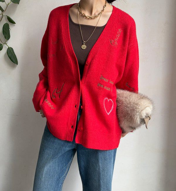  「【WEB限定】 刺繍ニットカーディガン」|カーディガン|