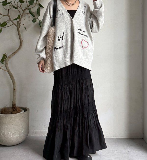  「【WEB限定】 刺繍ニットカーディガン」|カーディガン|