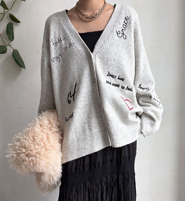  「【WEB限定】 刺繍ニットカーディガン」|カーディガン|