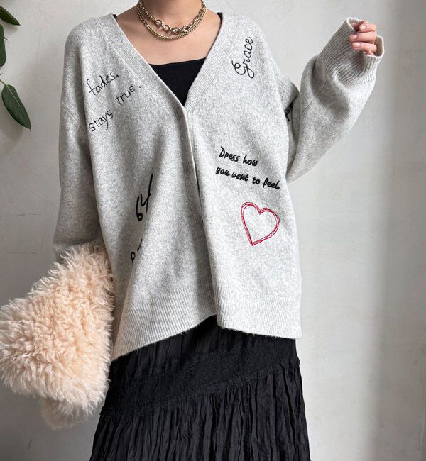 「【WEB限定】 刺繍ニットカーディガン」|カーディガン|
