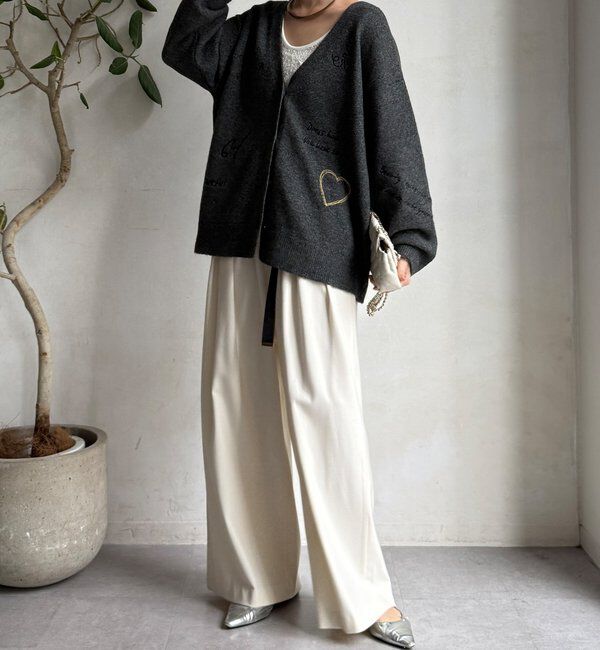  「【WEB限定】 刺繍ニットカーディガン」|カーディガン|