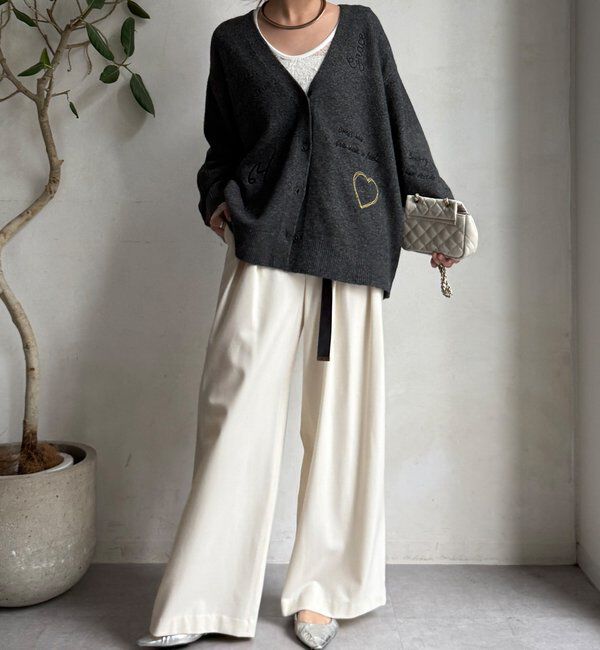  「【WEB限定】 刺繍ニットカーディガン」|カーディガン|