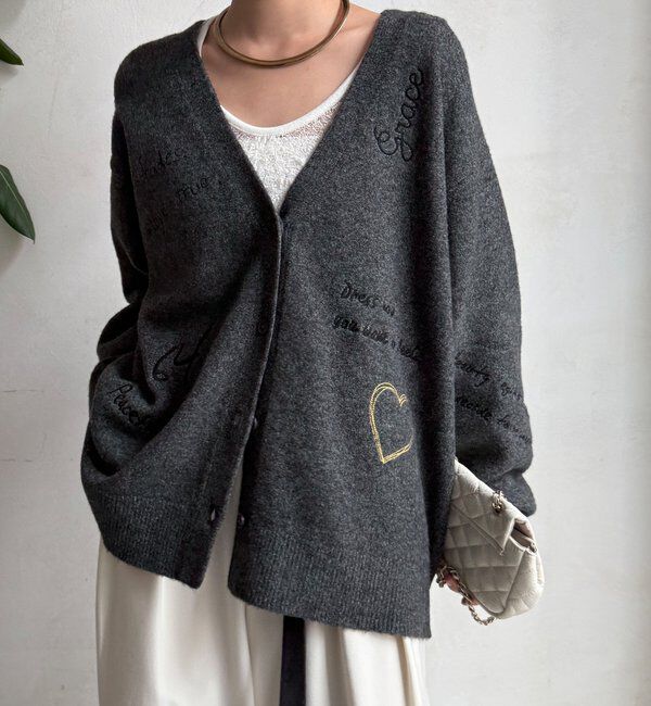  「【WEB限定】 刺繍ニットカーディガン」|カーディガン|