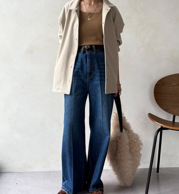  「ハイウエストダブルボタンデニム」|デニム|