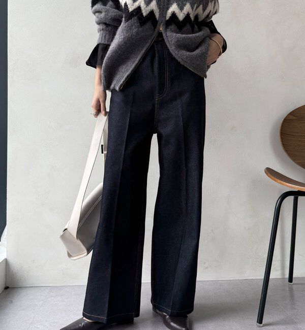  「ハイウエストダブルボタンデニム」|デニム|