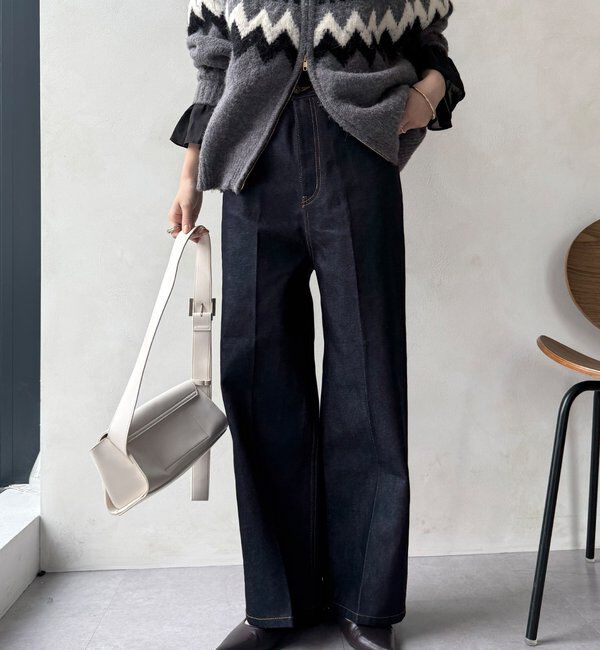  「ハイウエストダブルボタンデニム」|デニム|