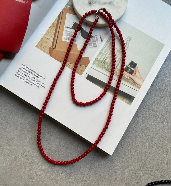  「カラーボールチェーンネックレス」|ネックレス|