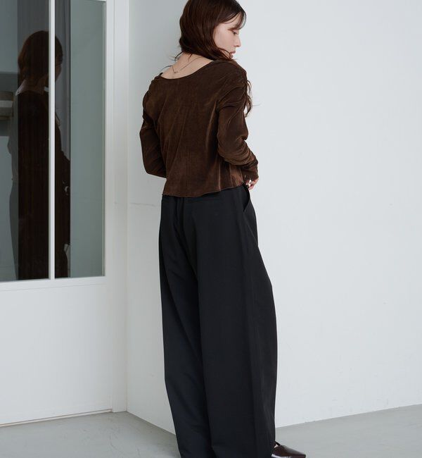  「【2サイズ展開】ストライプベロアフロッキー2wayカーディガン」|Tシャツ・カットソー|