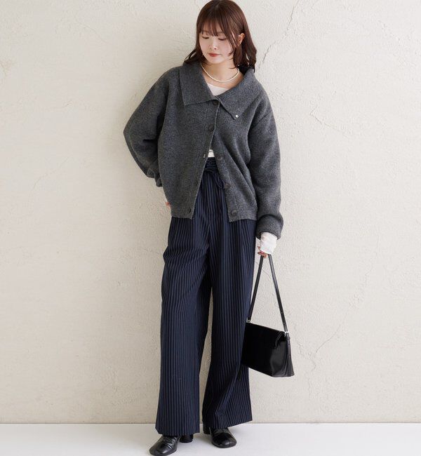  「襟付きプレートニットカーディガン」|カーディガン|