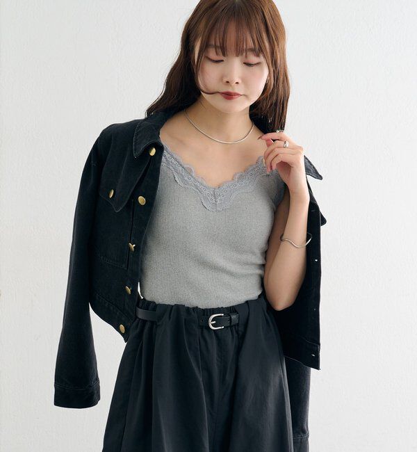  「パット付きVレースキャミソール」|キャミソール|