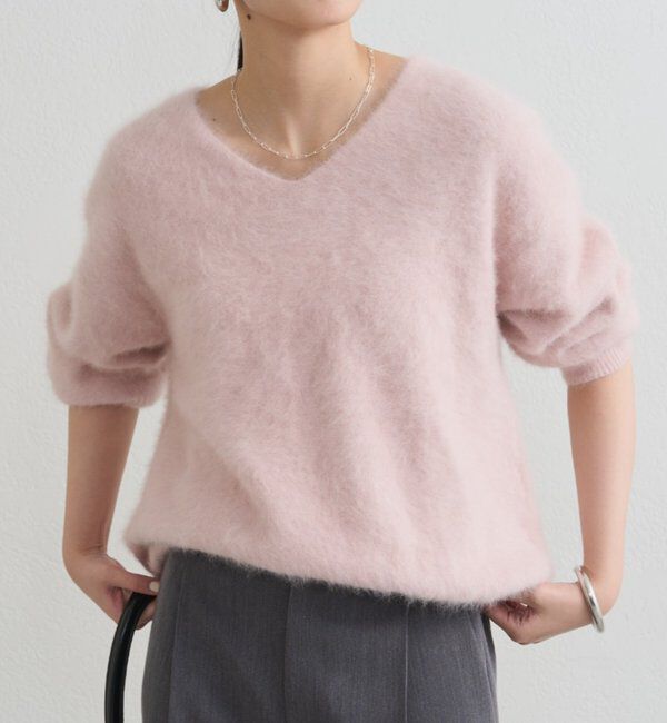  「FURカシミヤVニット」|ニット・セーター|ピンク