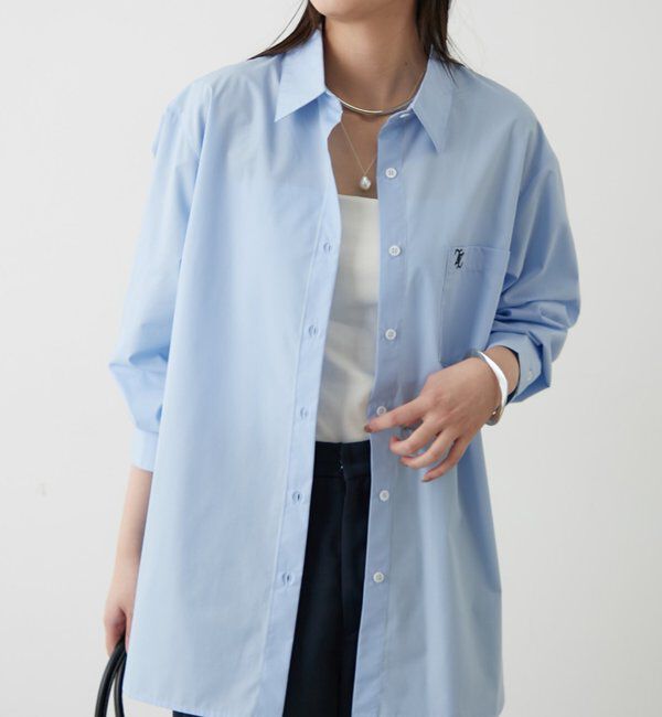  「ロゴ刺繍シャツ」|シャツ・ブラウス|サックスブルー