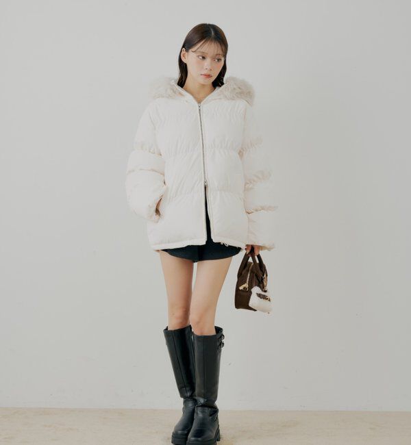  「【4色展開】ファー取り外しミドルルーズ中綿ブルゾン」|その他|
