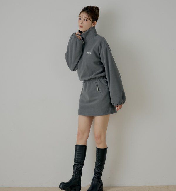 「ハーフジップフリースミニワンピース」|ワンピース|