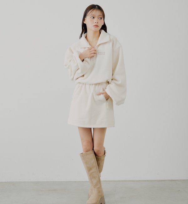  「ハーフジップフリースミニワンピース」|ワンピース|