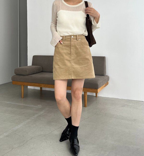  「【新色/レイヤード対応】コーデュロイ台形スカート」|スカート|