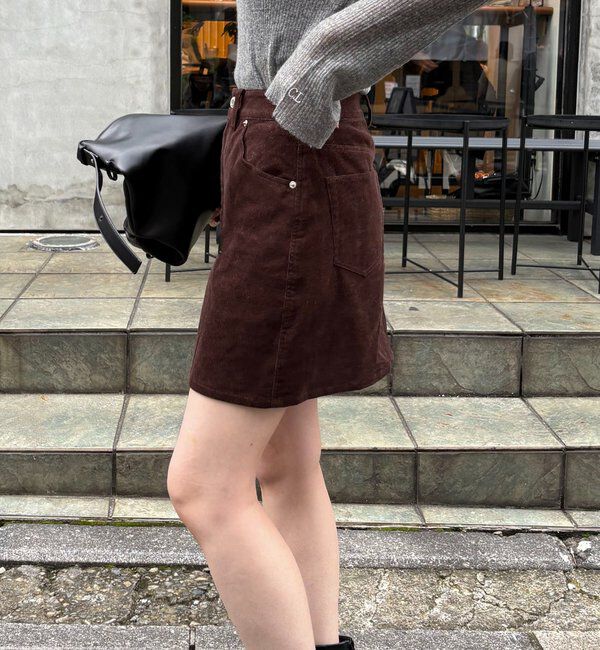  「【新色/レイヤード対応】コーデュロイ台形スカート」|スカート|