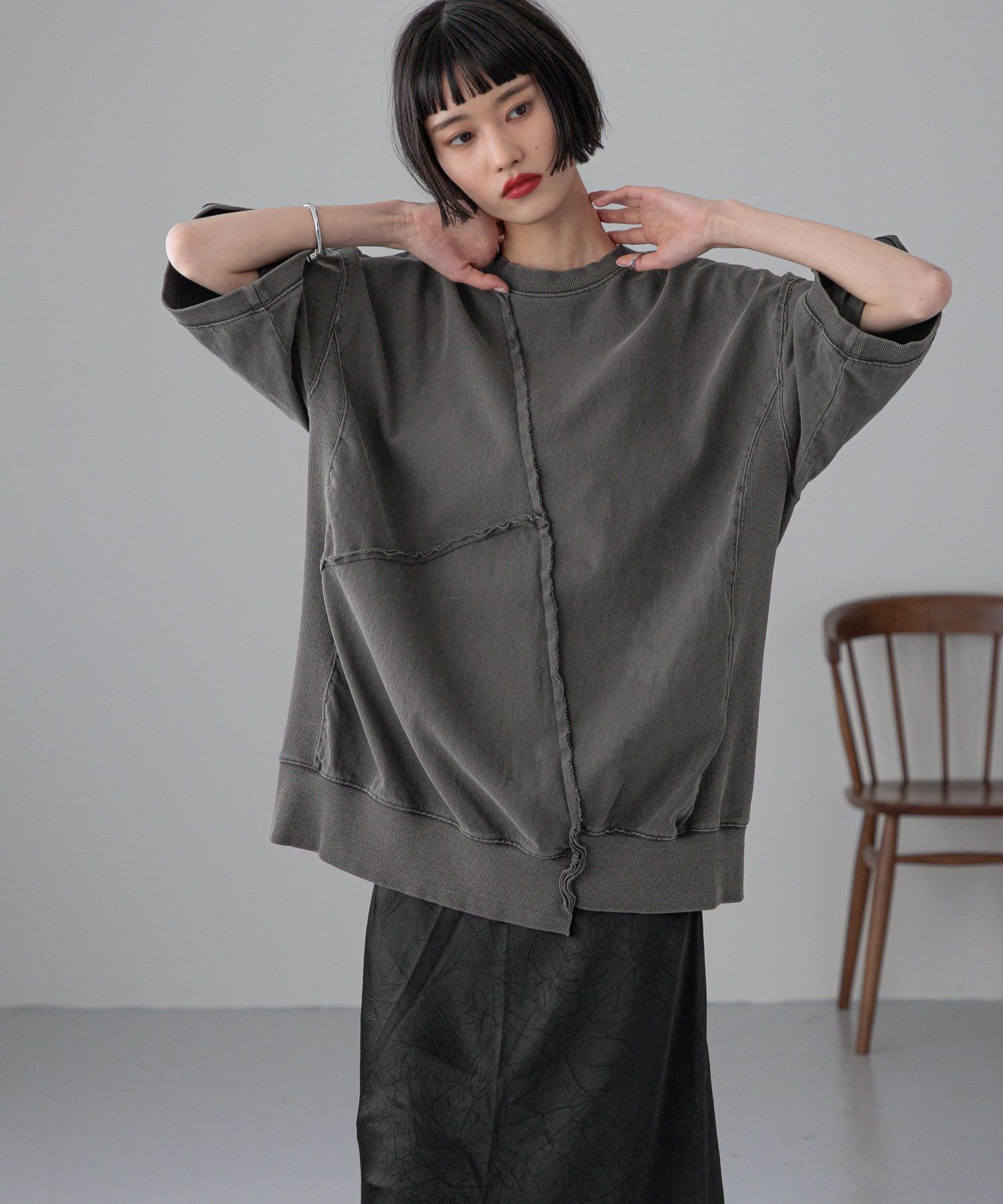 LOWRYS FARM「【選べるSHORT&LONG丈あり】ピグメントリメイク５Ｓ」|Tシャツ・カットソー|GRY8