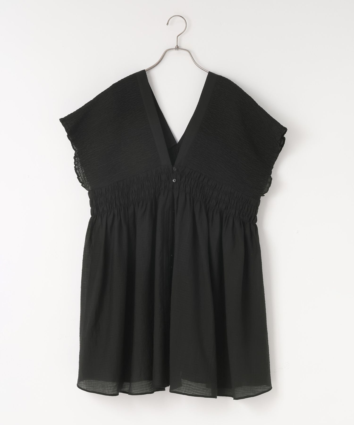 LOWRYS FARM「シャーリングチュニックフレンチスリーブ」|シャツ・ブラウス|