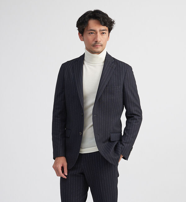 ABAHOUSE「【セットアップ対応】FLEX ストレッチ ポンチ ジャケット」|テーラードジャケット|ダークネイビー