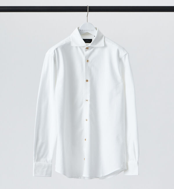 ABAHOUSE「【FLEX SHIRTS】コンパクト モクロディ 無地シャツ」|シャツ・ブラウス|ホワイト