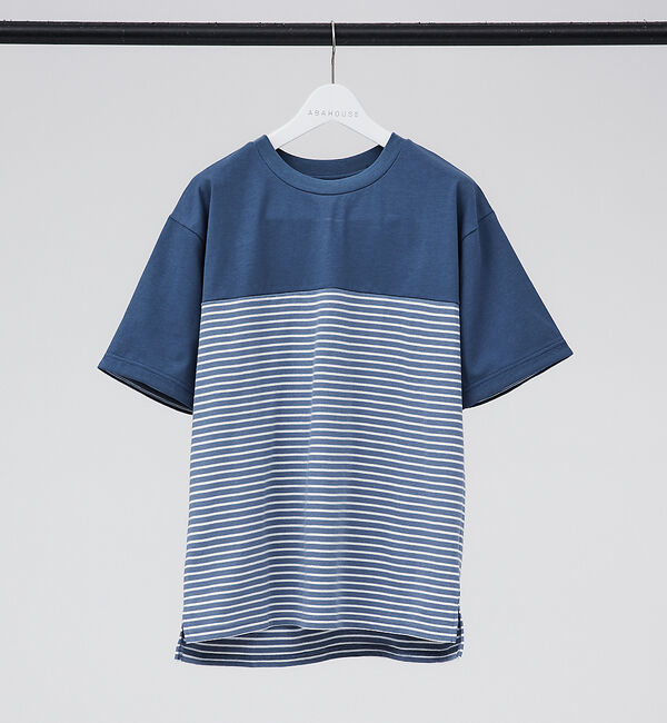 ABAHOUSE「【ミドルウェイト】ボーダーコンビ 半袖 Tシャツ」|Tシャツ・カットソー|サックスブルー