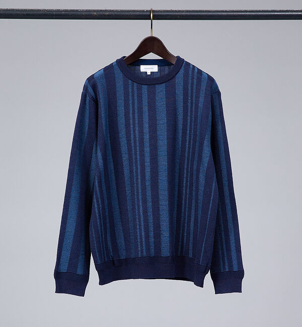 ABAHOUSE「【ウールブレンド】ランダムストライプ ニット」|ニット・セーター|ネイビー