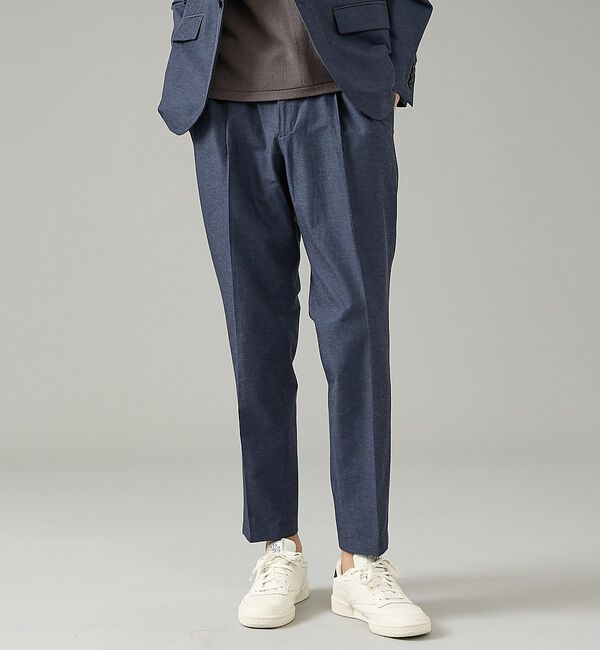 ABAHOUSE「【セットアップ対応】スーパーストレッチ リネンイージースラックス」|スラックス|ネイビー