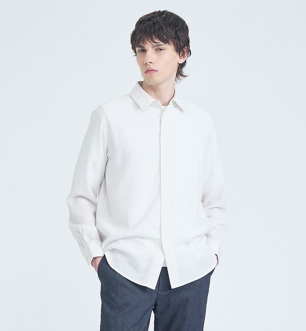 ABAHOUSE「【リネンブレンド】ライトウェイト 長袖シャツ」|シャツ・ブラウス|ホワイト