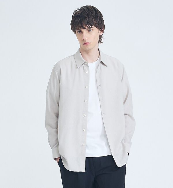 ABAHOUSE「【リネンブレンド】ライトウェイト 長袖シャツ」|シャツ・ブラウス|グレージュ