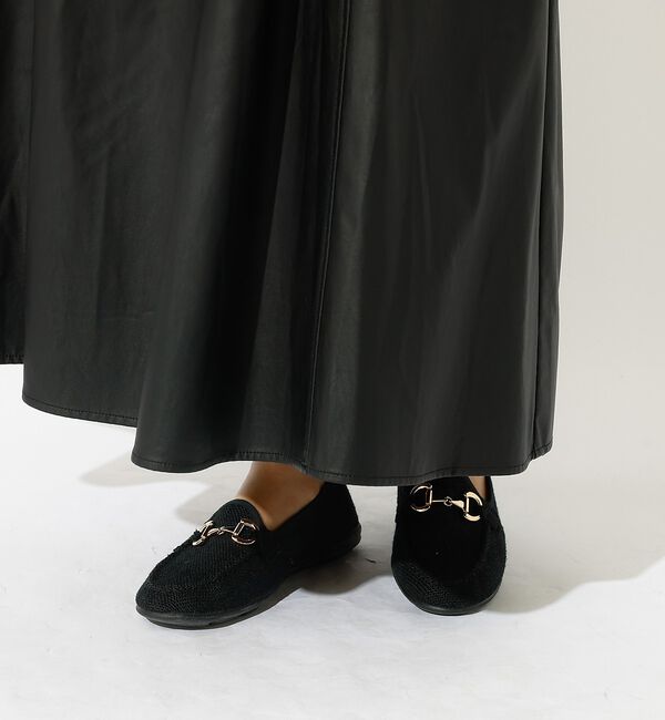 Rouge vif「【ALBEROLA / アルベローラ】ラフィア調 ビットローファー / フラット」|パンプス|