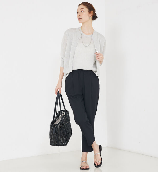 qualite「【夏の羽織りにおすすめ】ラメハイゲージニットカーデ」|カーディガン|