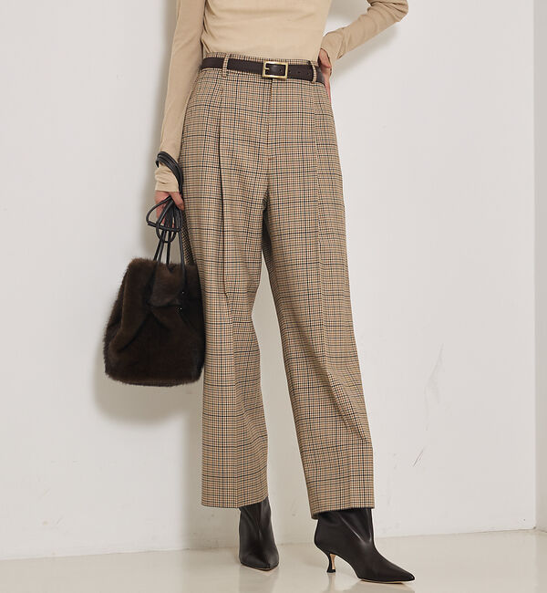 qualite「【セットアップ対応】TWツイルチェックパンツ」|その他|ベージュ