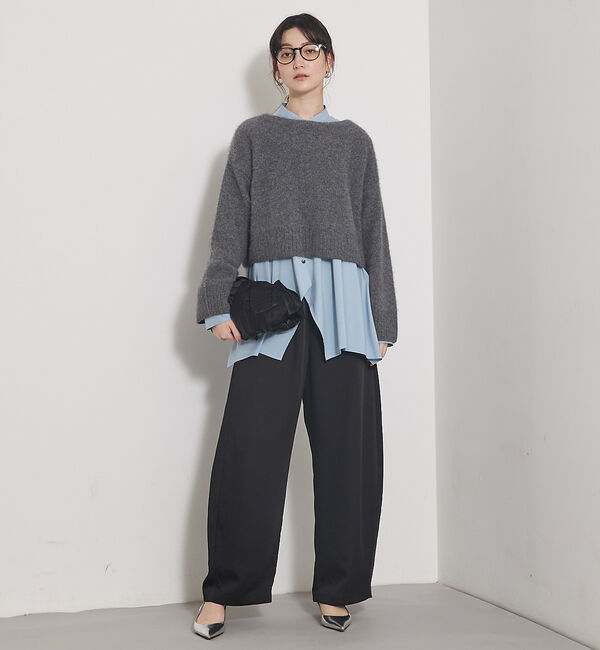 qualite「【気品あるツヤ感】ジョーゼットサテンワイドパンツ」|その他|