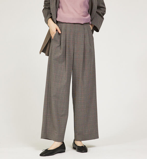 abahouse mavie「グレンチェックタックワイドパンツ」|その他|