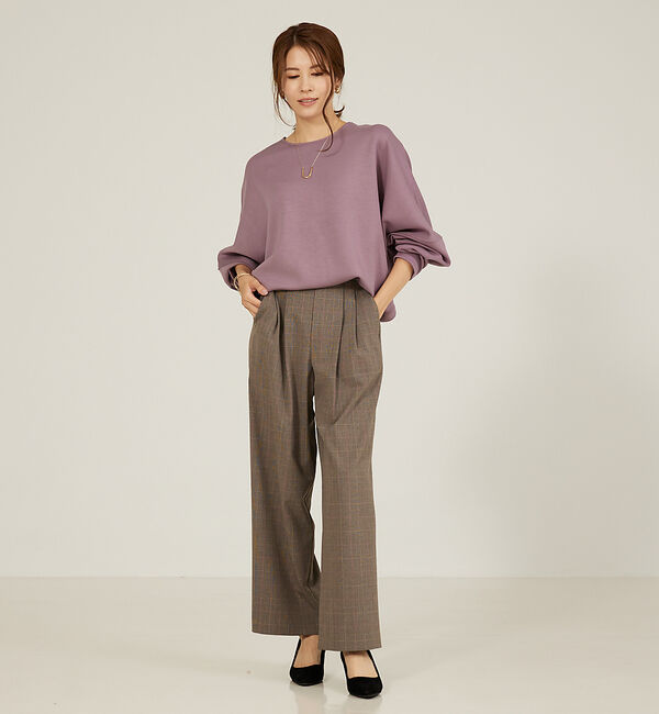 abahouse mavie「グレンチェックタックワイドパンツ」|その他|