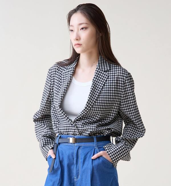 TIARA「ギンガムチェックブラウスジャケット」|テーラードジャケット|