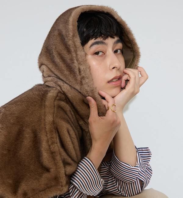 Liesse「フェイクミンクファーオーバーベスト」|ベスト・ジレ|ベージュ系