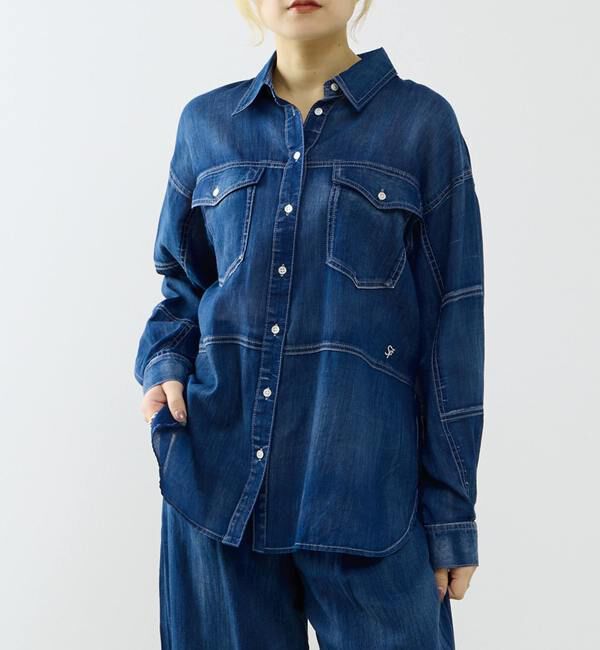 SOFFITTO「シアーデニムシャツ」|シャツ・ブラウス|インディゴブルー