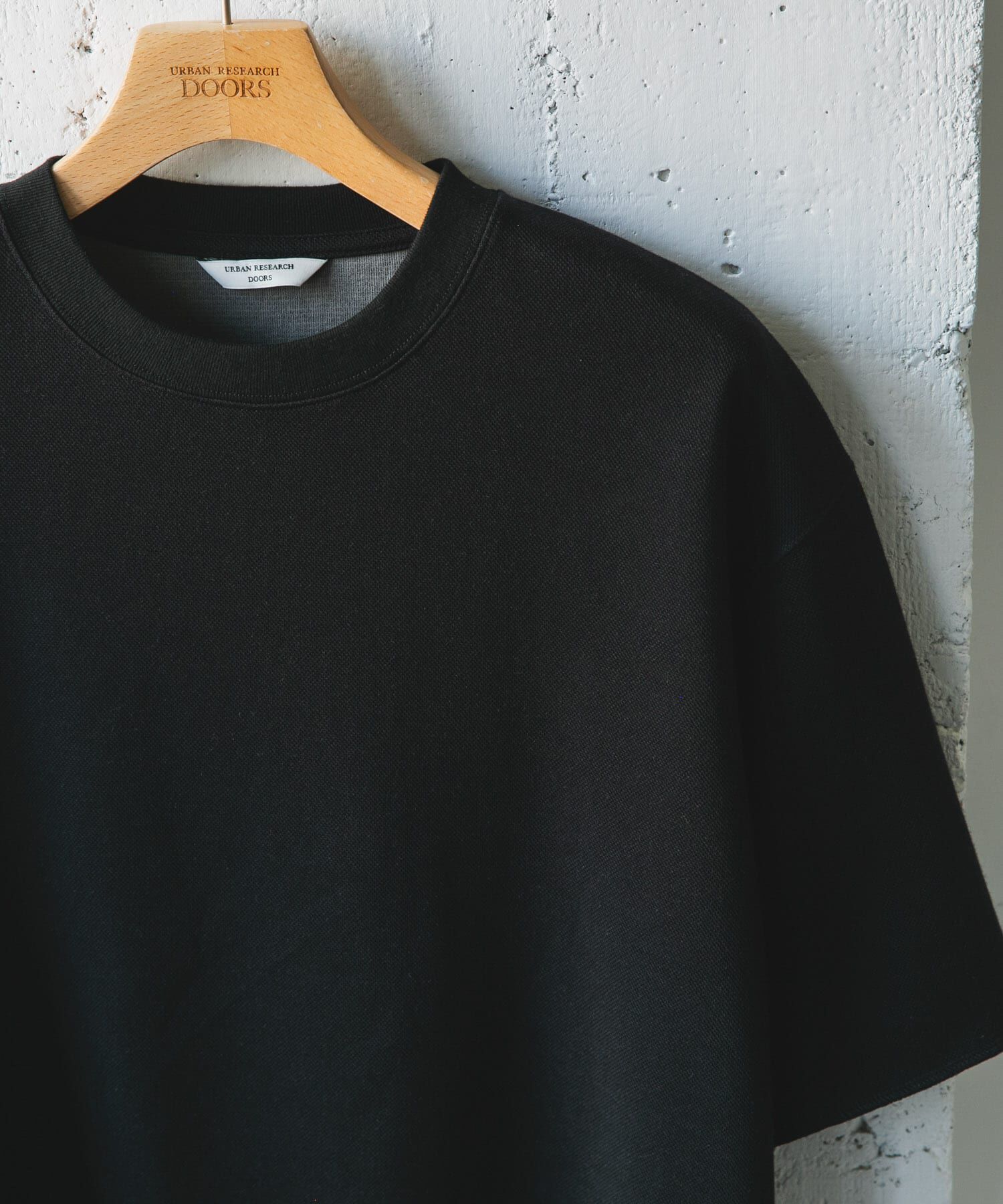 URBAN RESEARCH DOORS「鹿の子 ダブルフェイス ショートスリーブ Tシャツ」|Tシャツ・カットソー|ブラック