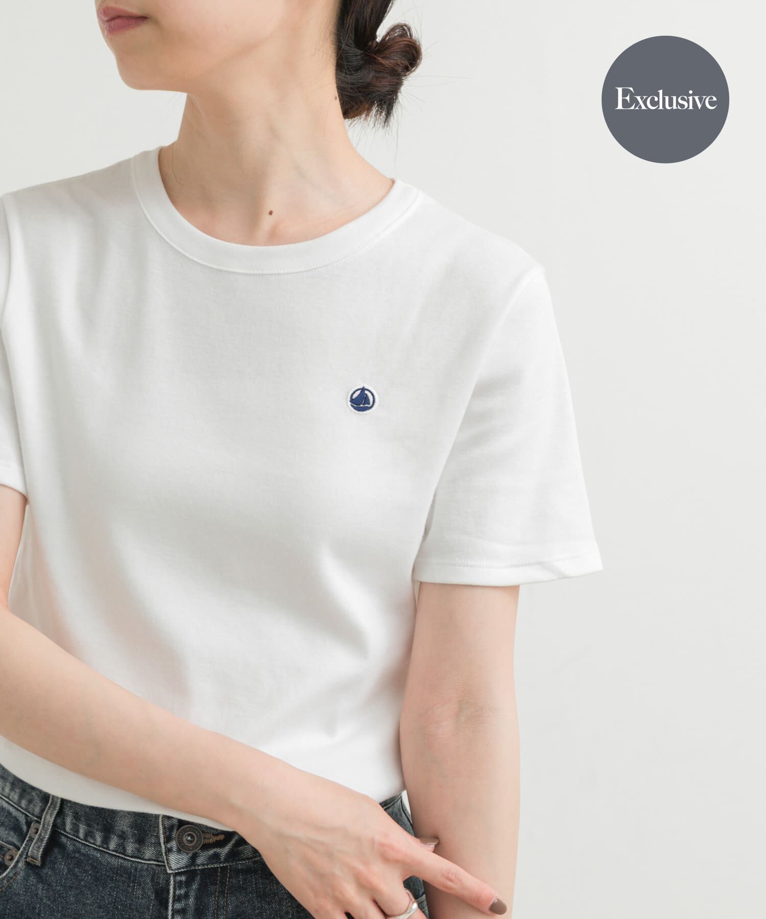 URBAN RESEARCH DOORS「『別注』PETIT BATEAU&times;DOORS　embroideryt-shirts」|Tシャツ・カットソー|ホワイト