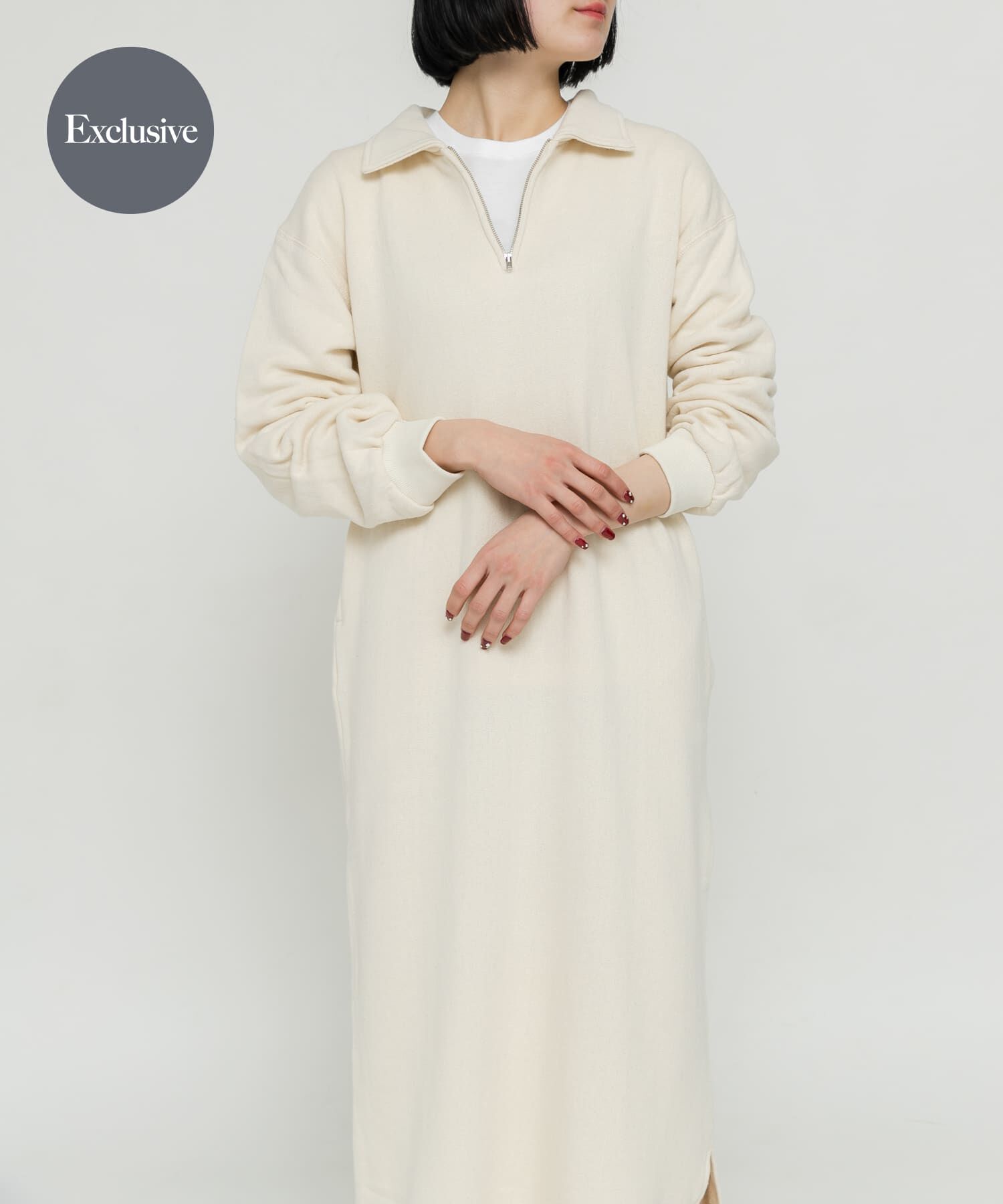 URBAN RESEARCH DOORS「『別注』Sports Wear&times;DOORS　ハーフジップ長袖ワンピース」|ワンピース|アイボリー